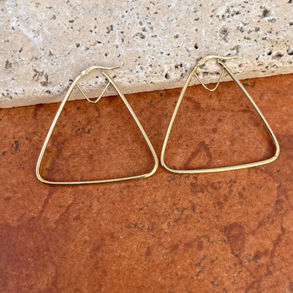 14KT Yellow Gold Thin Triangle Hoop Earrings 43mm