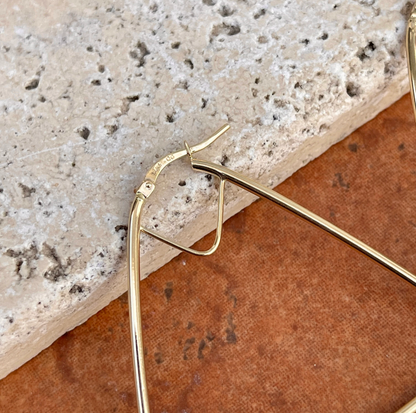 14KT Yellow Gold Thin Triangle Hoop Earrings 43mm