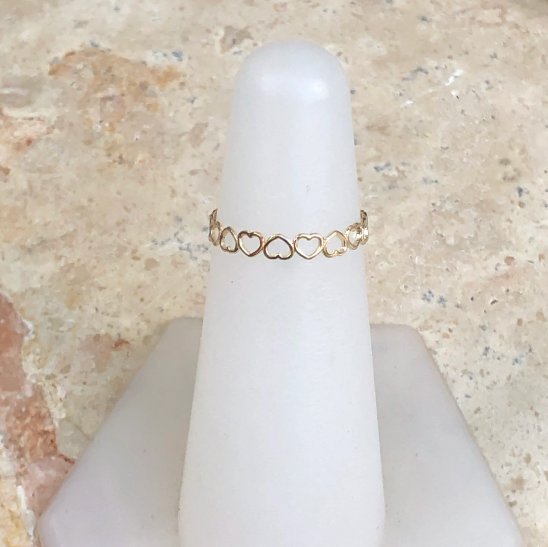 14KT Yellow Gold Open Hearts Band Toe Ring