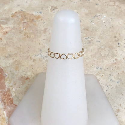 14KT Yellow Gold Open Hearts Band Toe Ring