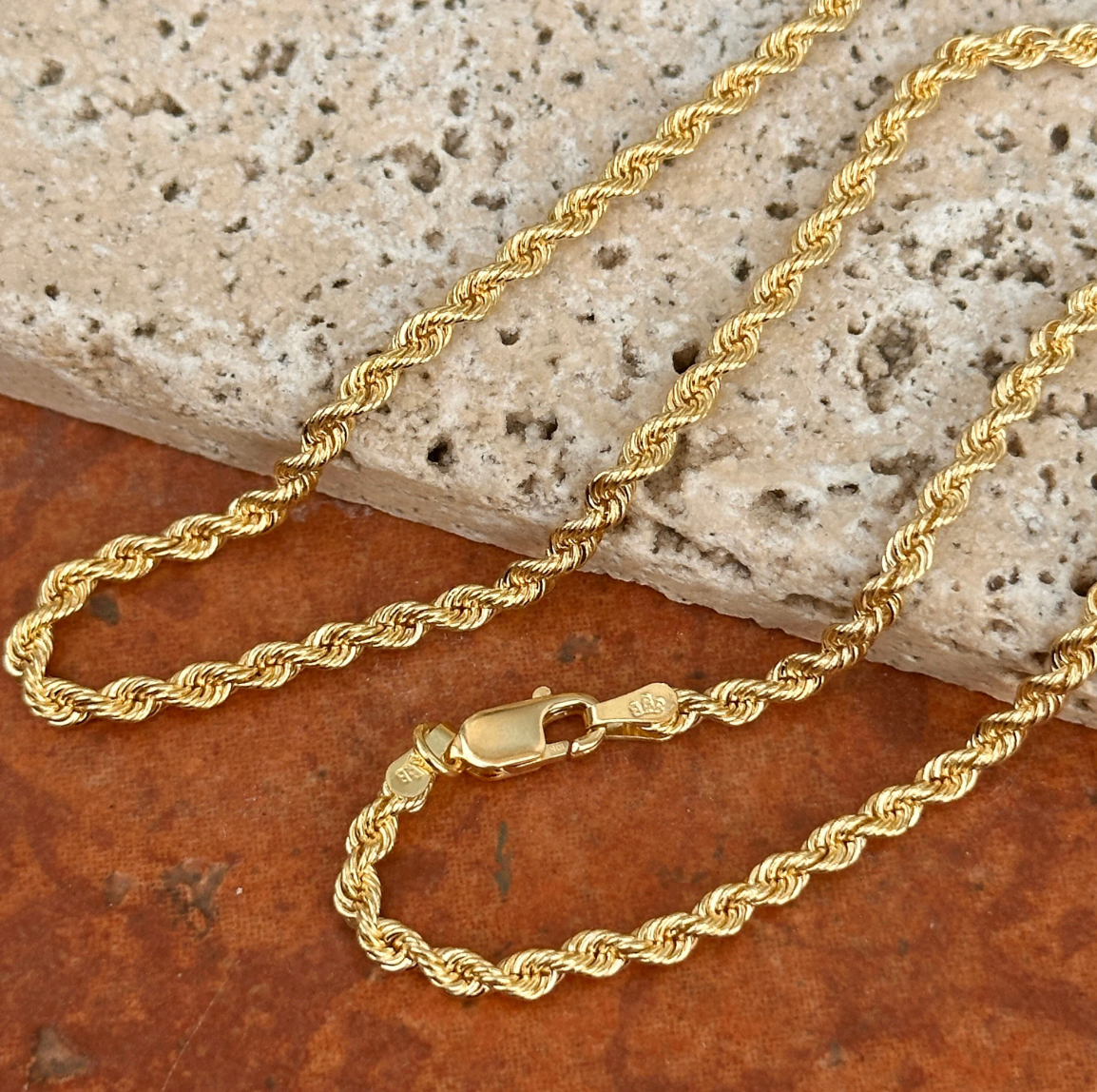 10KT Yellow Gold Solid 2.75mm Rope Chain Necklace