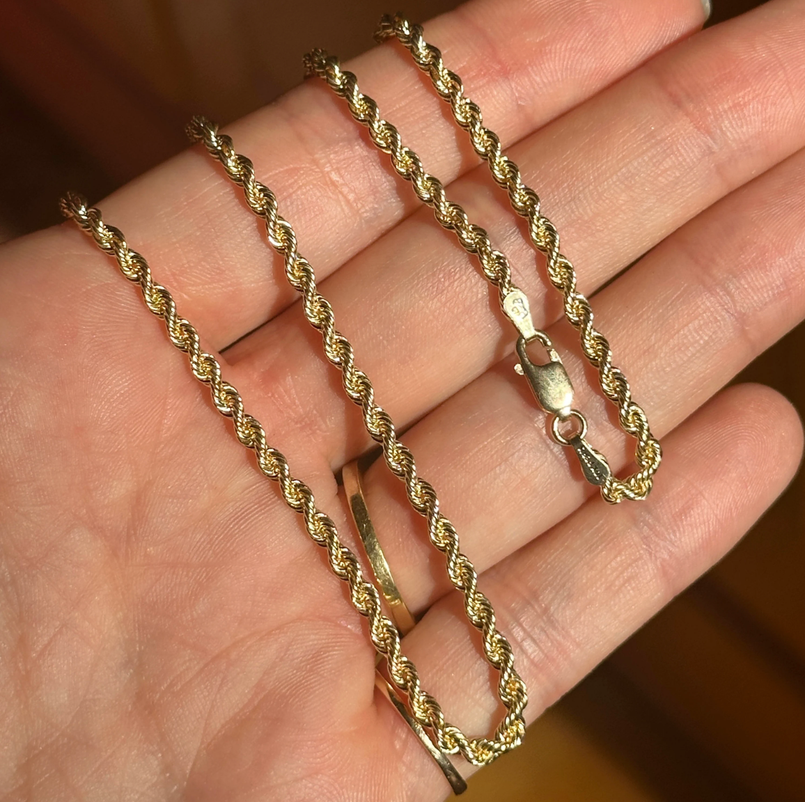 10KT Yellow Gold Solid 2.75mm Rope Chain Necklace