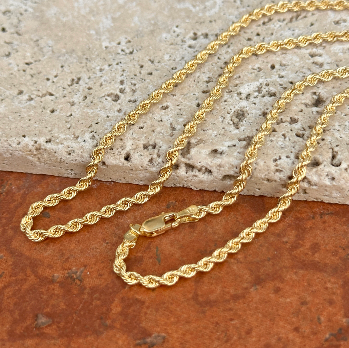 10KT Yellow Gold Solid 2.75mm Rope Chain Necklace