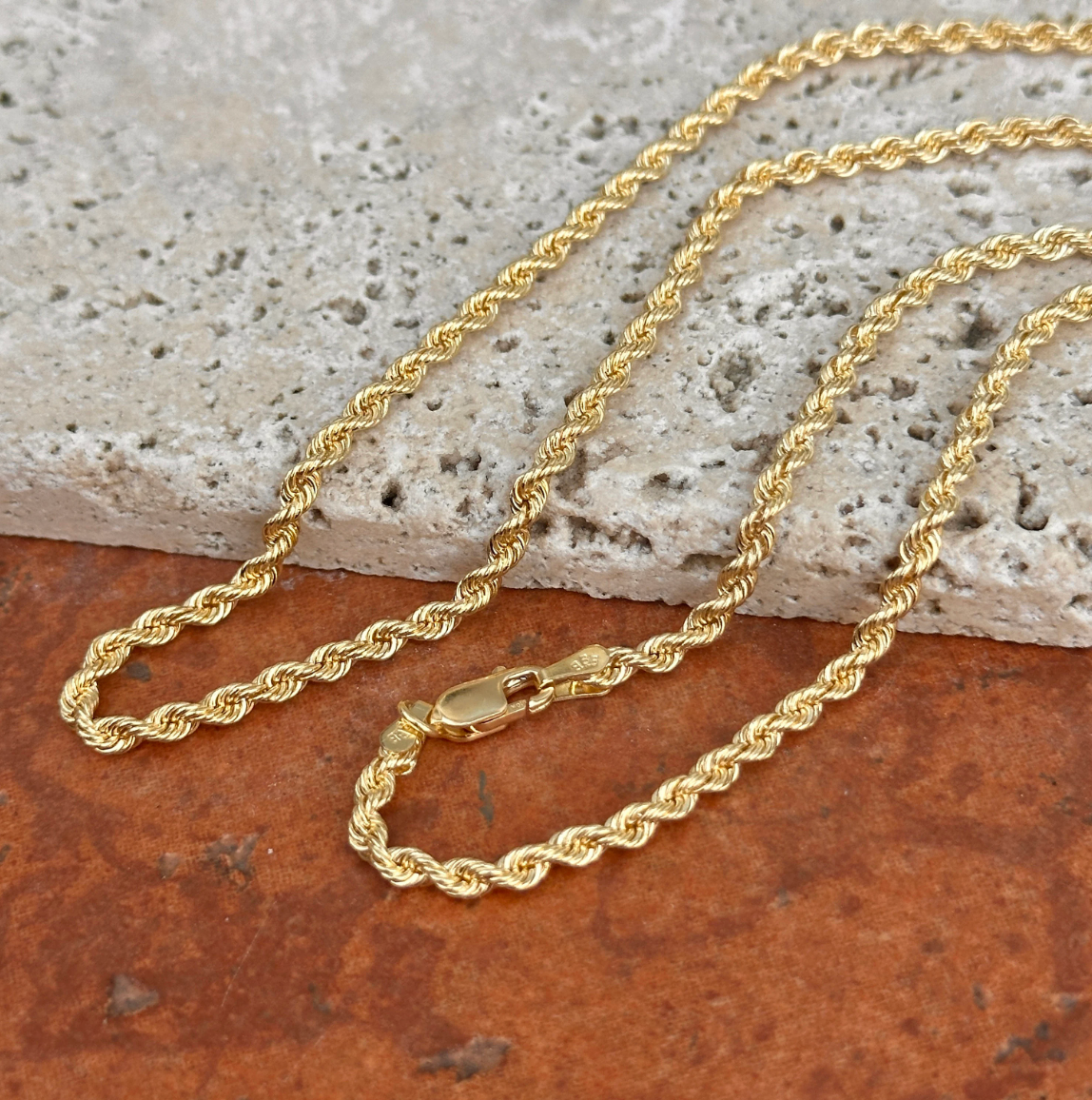 10KT Yellow Gold Solid 2.75mm Rope Chain Necklace