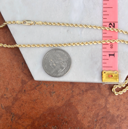 10KT Yellow Gold Solid 2.75mm Rope Chain Necklace