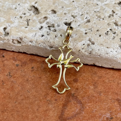 14KT Yellow Gold Dove Cross Pendant