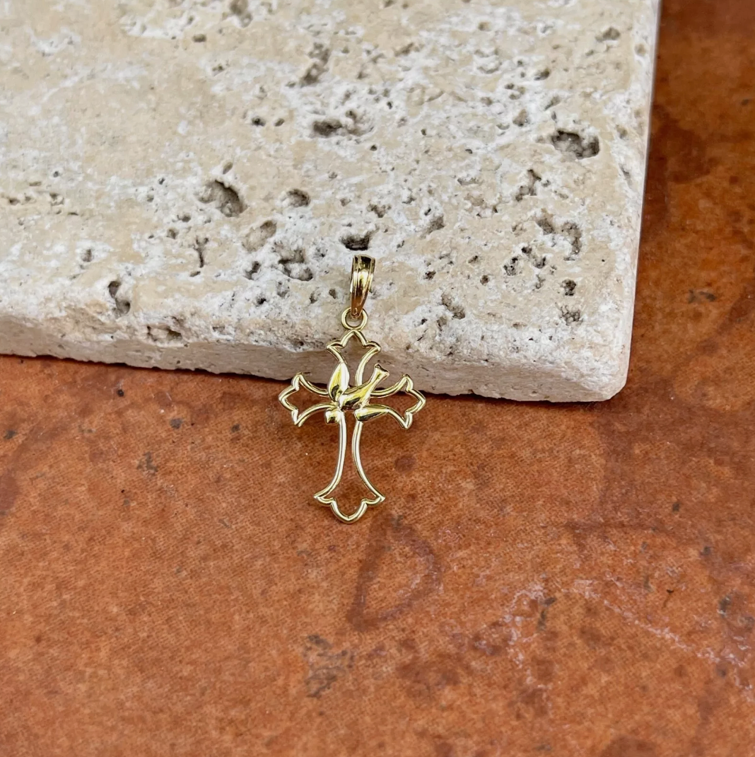 14KT Yellow Gold Dove Cross Pendant