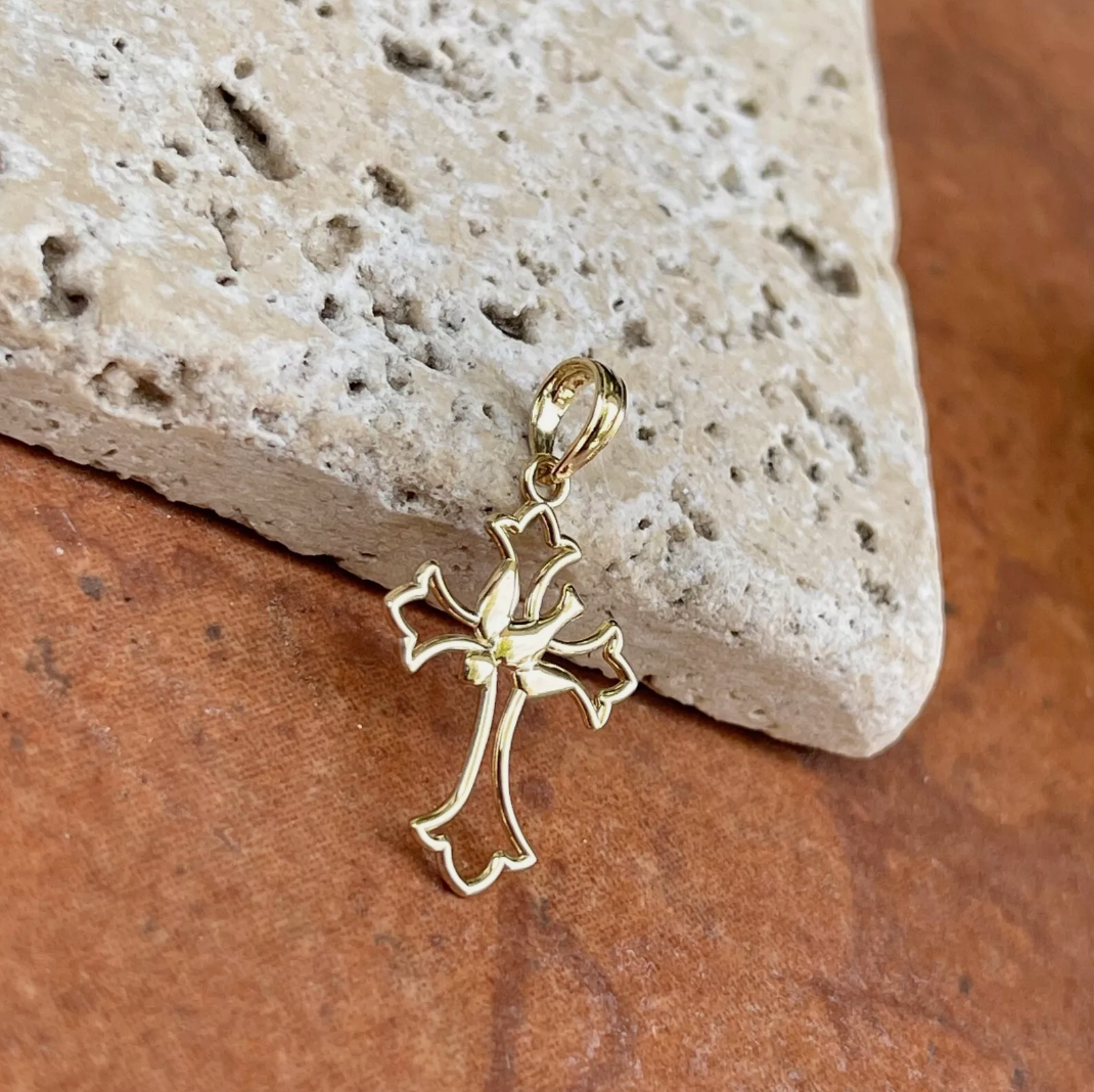 14KT Yellow Gold Dove Cross Pendant