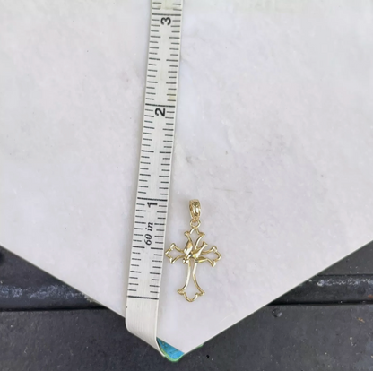 14KT Yellow Gold Dove Cross Pendant