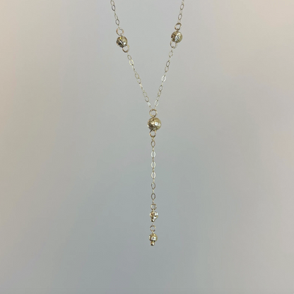 14KT Yellow Gold Diamond-Cut Ball Chain Lariat Necklace