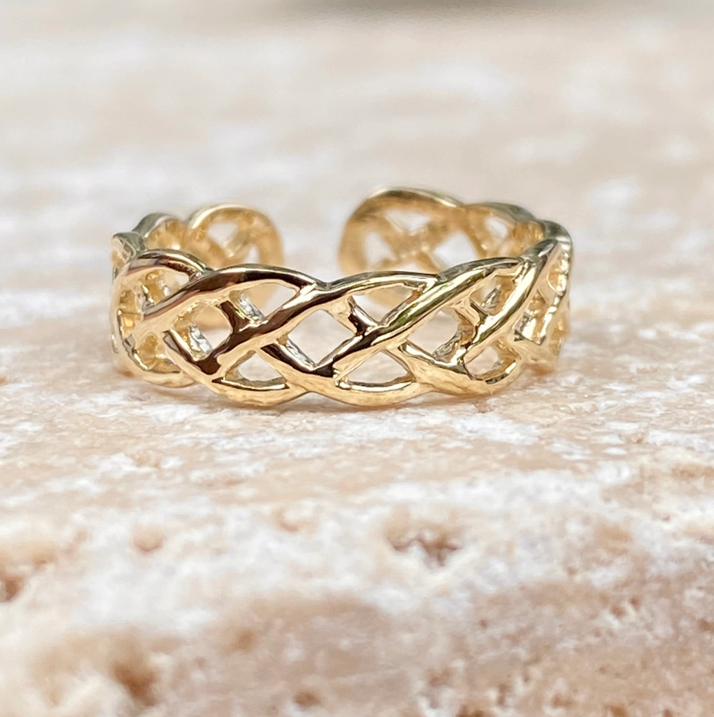 14KT Yellow Gold Braided Weave Toe Ring