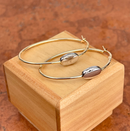 14KT Yellow Gold Two-Tone Oval Hoop Earrings