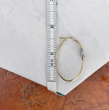 14KT Yellow Gold Two-Tone Oval Hoop Earrings