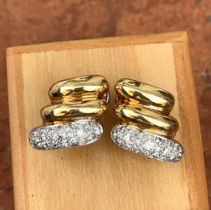 Estate 14KT Yellow Gold Pave Diamond San Marco Earrings