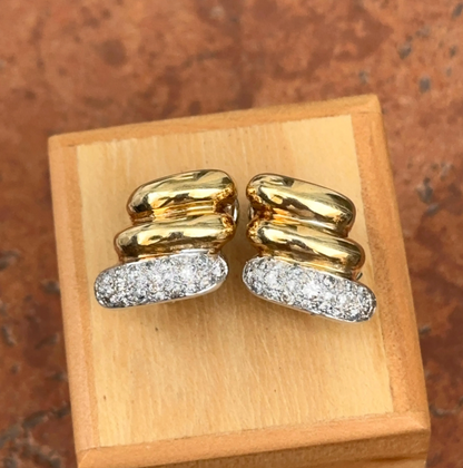 Estate 14KT Yellow Gold Pave Diamond San Marco Earrings