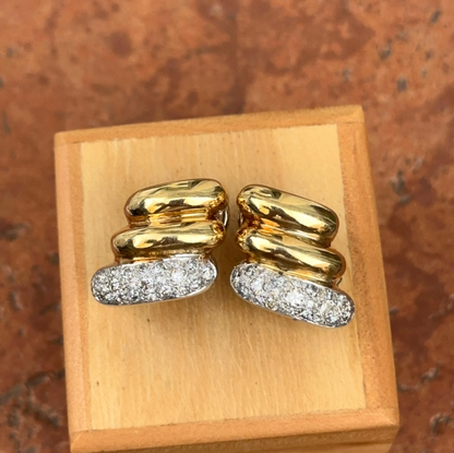 Estate 14KT Yellow Gold Pave Diamond San Marco Earrings