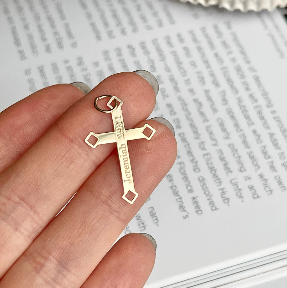 10KT Yellow Gold Jeremiah 29:11 Cross Pendant