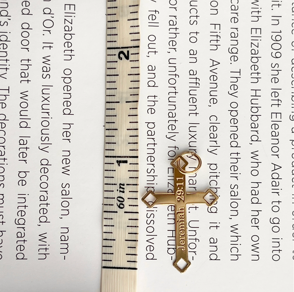 10KT Yellow Gold Jeremiah 29:11 Cross Pendant