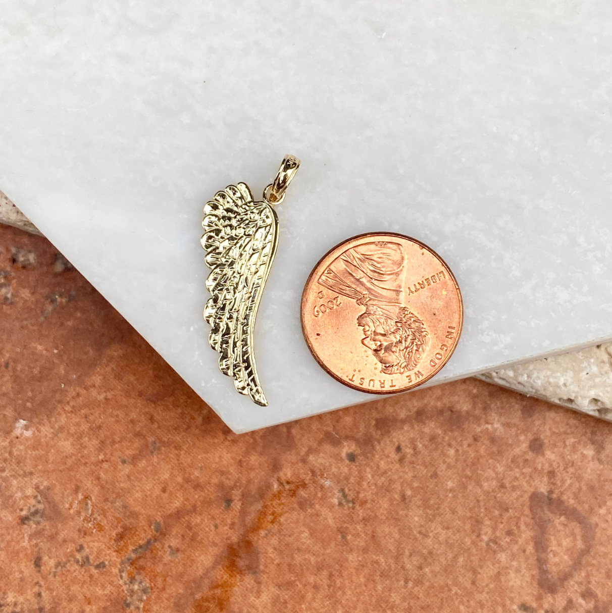 14KT Yellow Gold Guardian Angel Wing Pendant