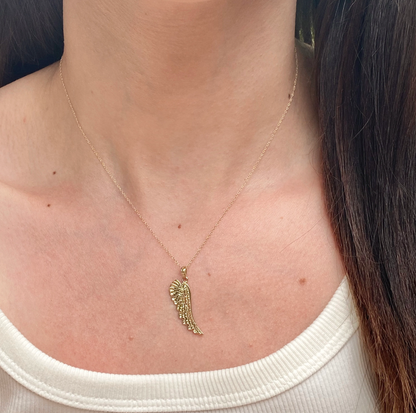 14KT Yellow Gold Guardian Angel Wing Pendant