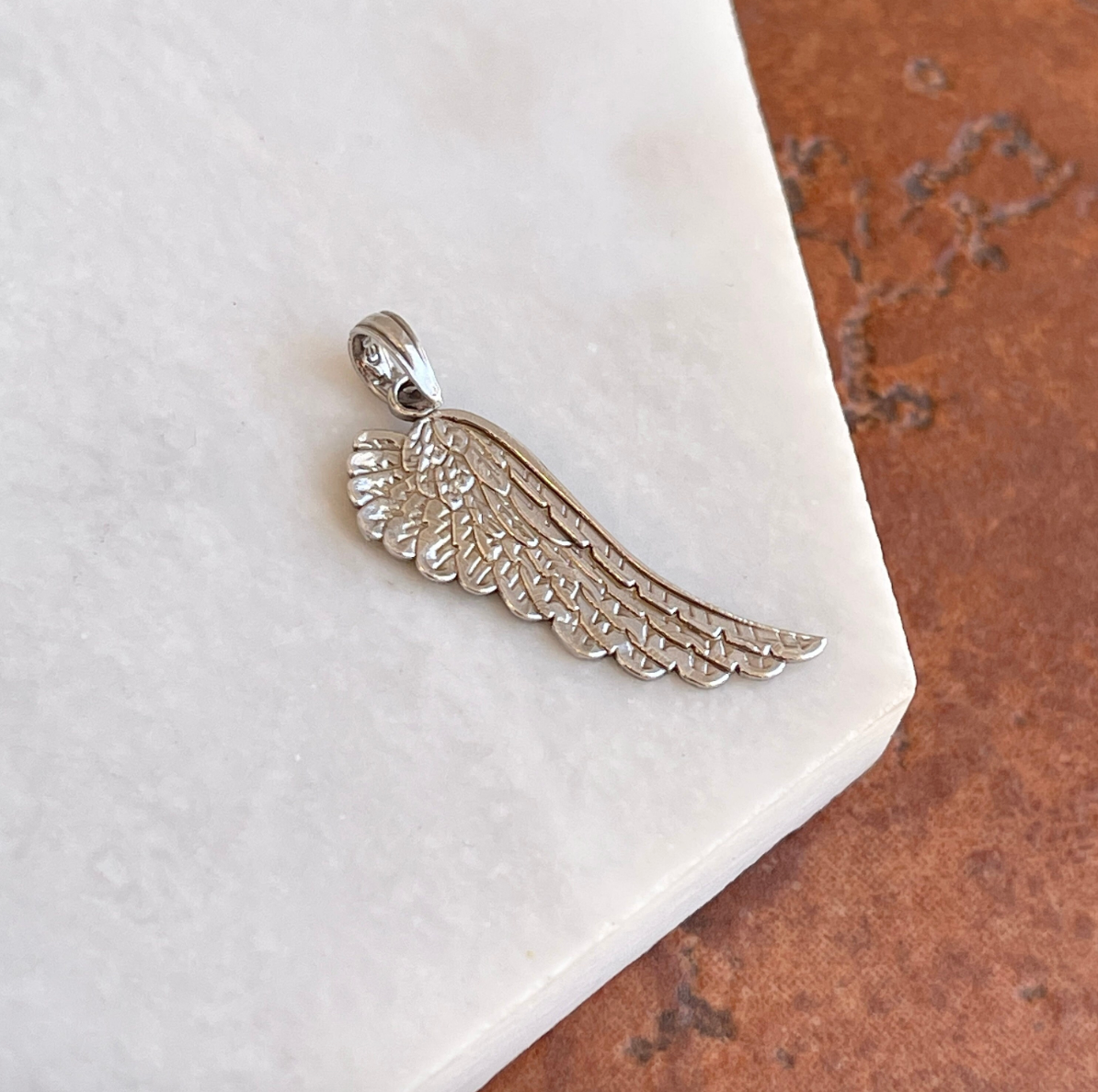 14KT White Gold Guardian Angel Wing Pendant