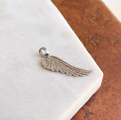 14KT White Gold Guardian Angel Wing Pendant