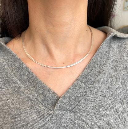 Sterling Silver 5-Strand Wire Collar Necklace