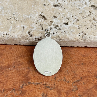 Sterling Silver St Florian Oval Medal Pendant 28mm