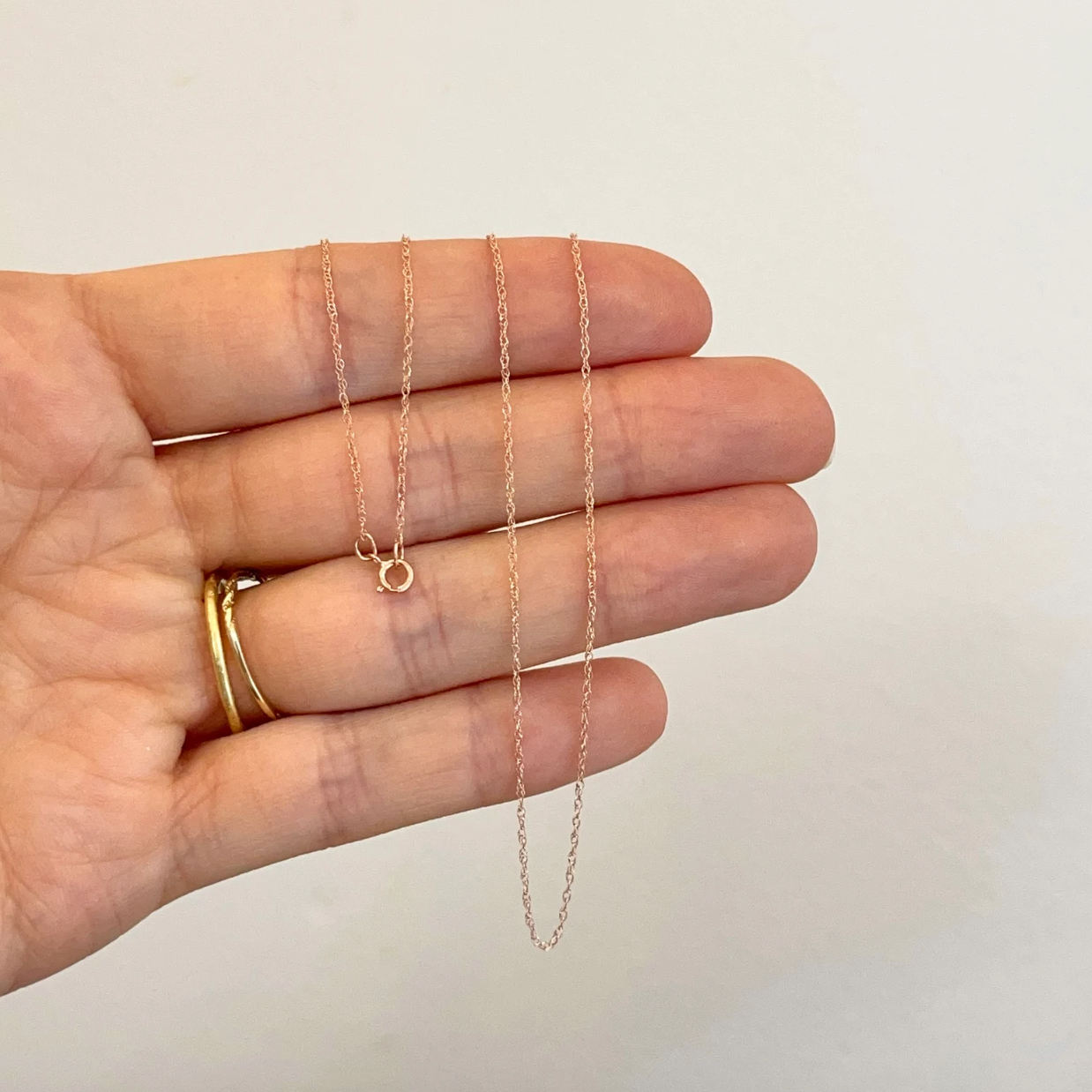 14KT Rose Gold .60mm Cable Rope Chain Necklace