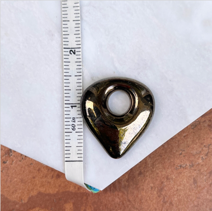 Estate Dark Brown Metallic Teardrop Disc Earring Charms