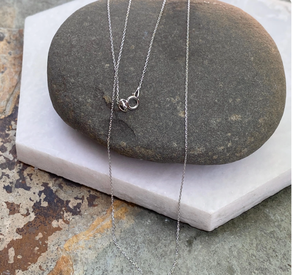 14KT White Gold Diamond-Cut Delicate Cable Chain Necklace Various Lengths Available