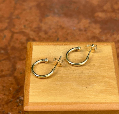 14KT Yellow Gold C-Shape Hoop Earrings 12mm