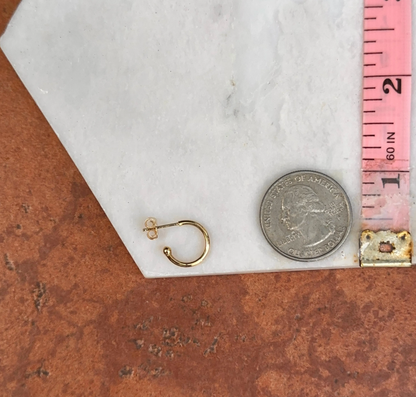 14KT Yellow Gold C-Shape Hoop Earrings 12mm