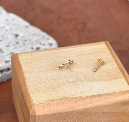 14KT Yellow Gold Cubic Zirconia 3 Star Flat Back Stud Earring