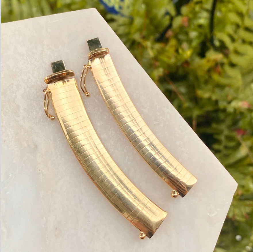 14KT Yellow Gold Omega Necklace Extender 8mm Domed 2" Chain