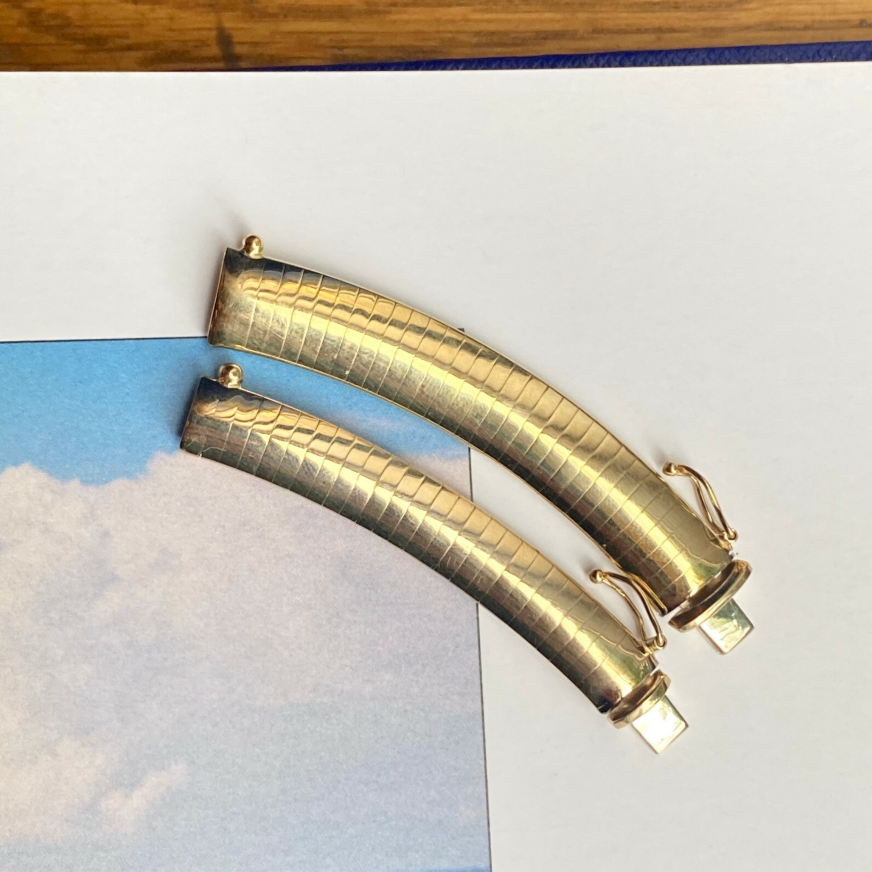 14KT Yellow Gold Omega Necklace Extender 8mm Domed 2" Chain