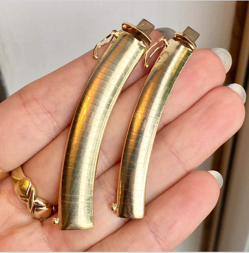 14KT Yellow Gold Omega Necklace Extender 8mm Domed 2" Chain