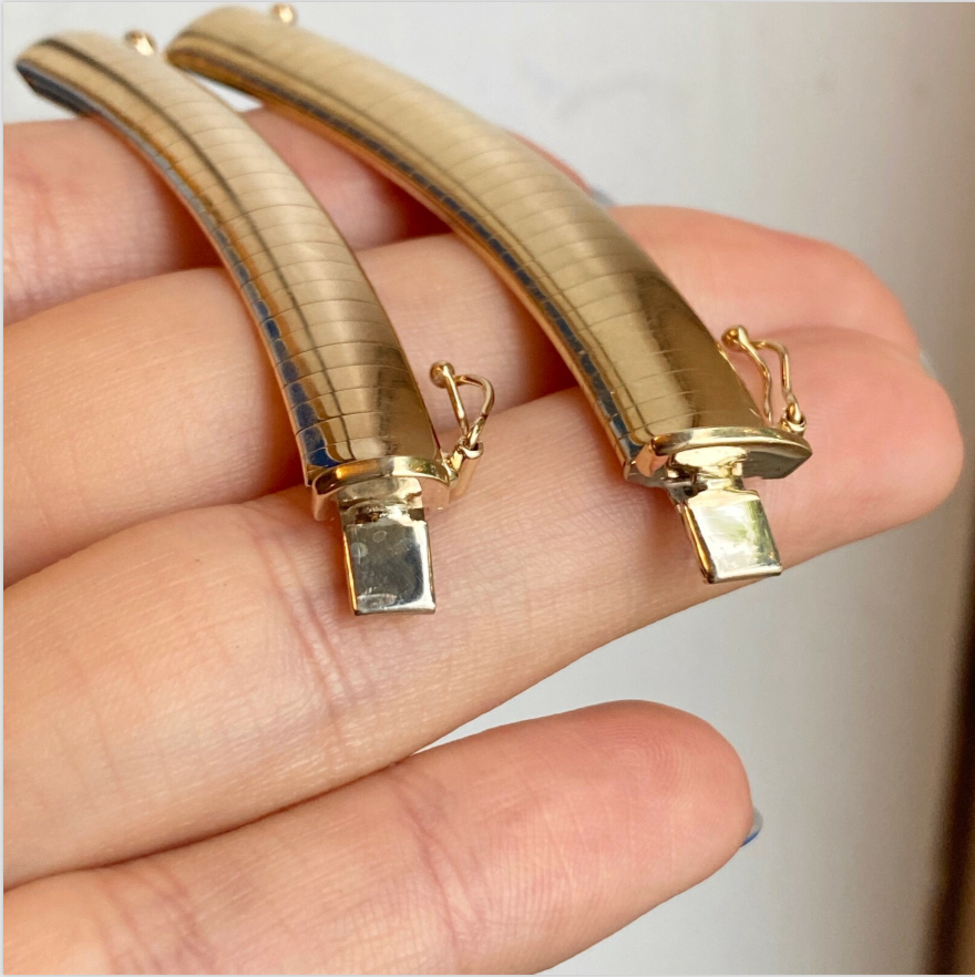 14KT Yellow Gold Omega Necklace Extender 8mm Domed 2" Chain