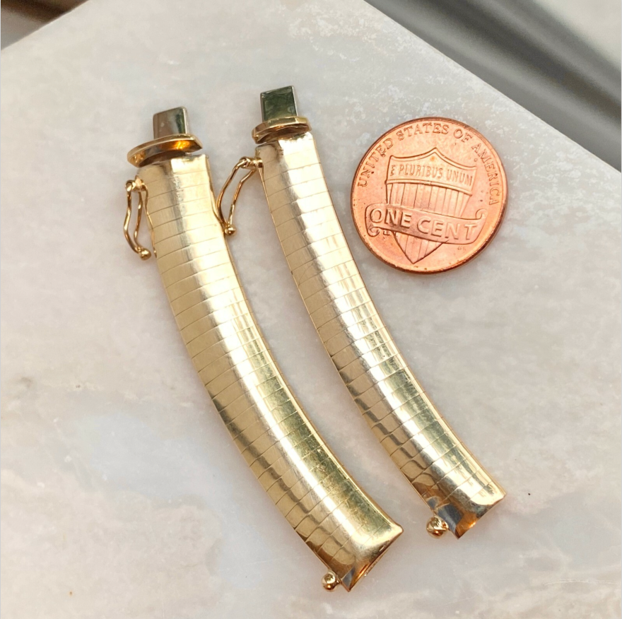 14KT Yellow Gold Omega Necklace Extender 8mm Domed 2" Chain