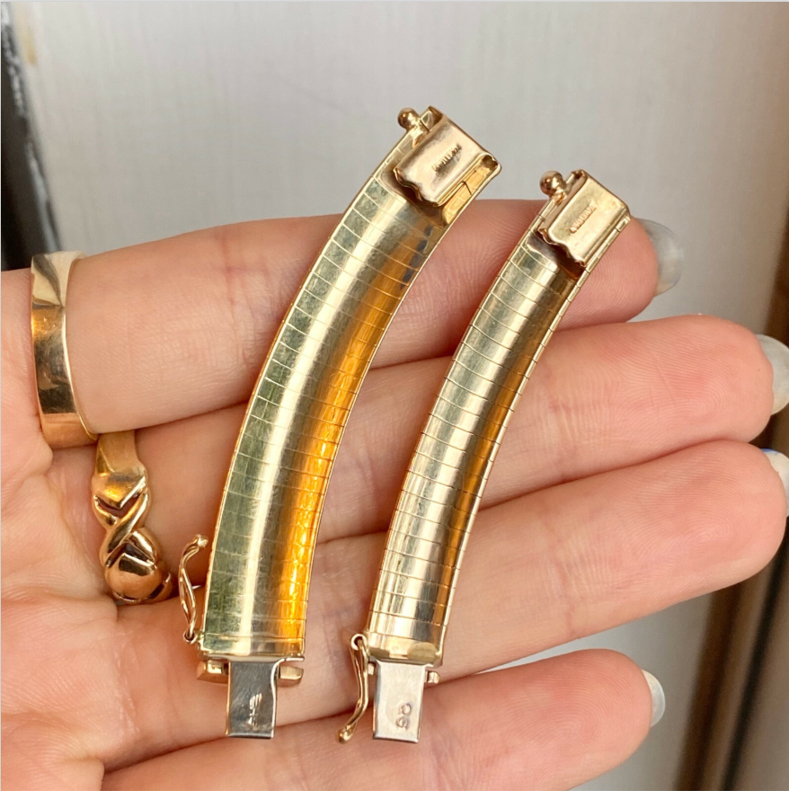 14KT Yellow Gold Omega Necklace Extender 8mm Domed 2" Chain