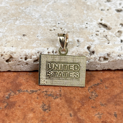 14KT Yellow Gold & Enamel American Flag Pendant Charm