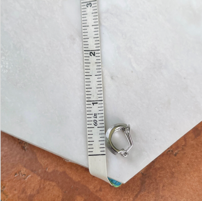 Sterling Silver Brushed Satin Small Huggie Hoop Clip-On Earrings