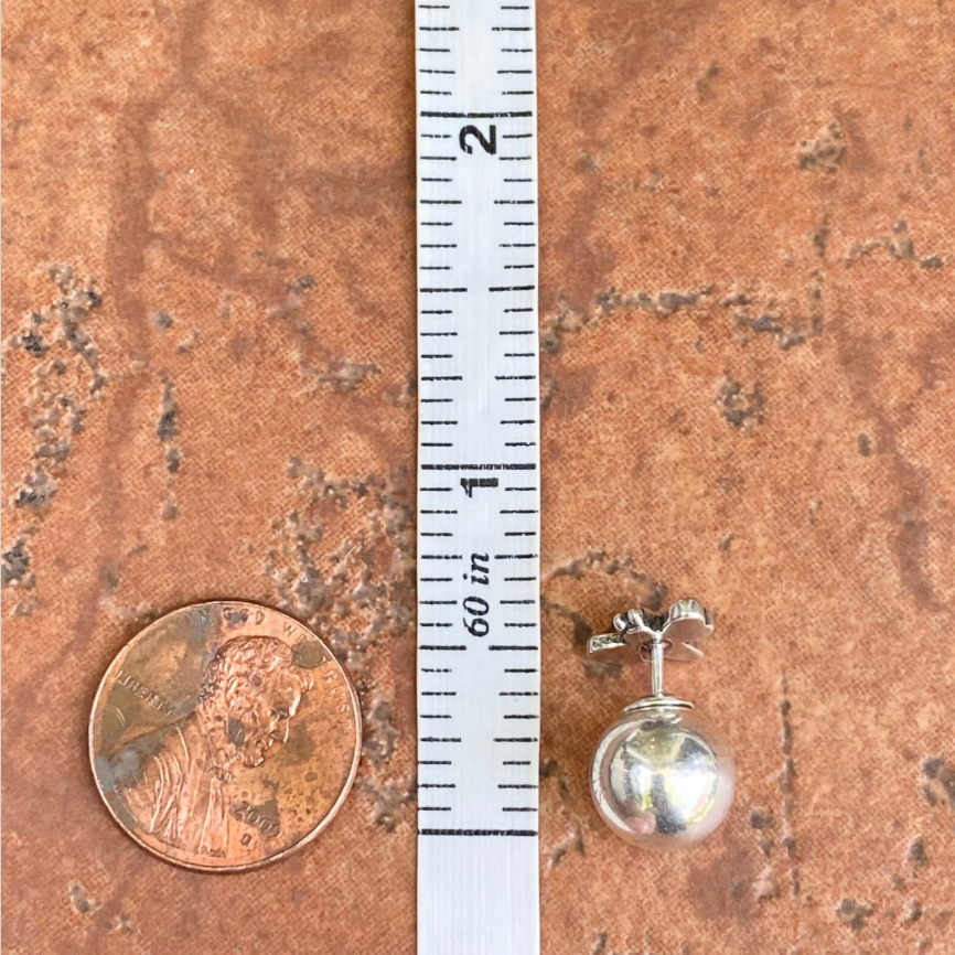 Sterling Silver Polished Double-Ended Bumble Bee & Ball Earrings Front Back