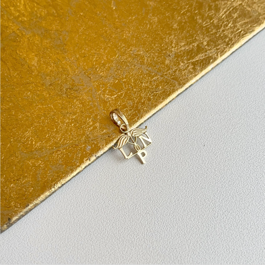 10KT Yellow Gold Licensed Practical Nurse Script Mini Pendant Charm