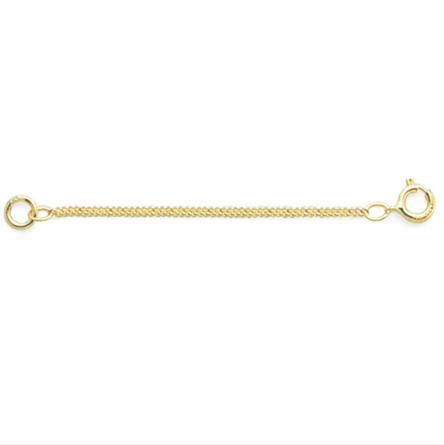 14KT Yellow Gold Necklace Extender Safety Chain 2" Rope Spring Ring