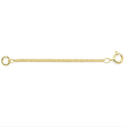 14KT Yellow Gold Necklace Extender Safety Chain 2" Rope Spring Ring