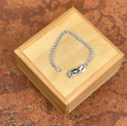 18KT White Gold Necklace Extender Safety Chain 3" Wheat Lobster Clasp