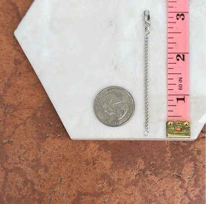 18KT White Gold Necklace Extender Safety Chain 3" Wheat Lobster Clasp