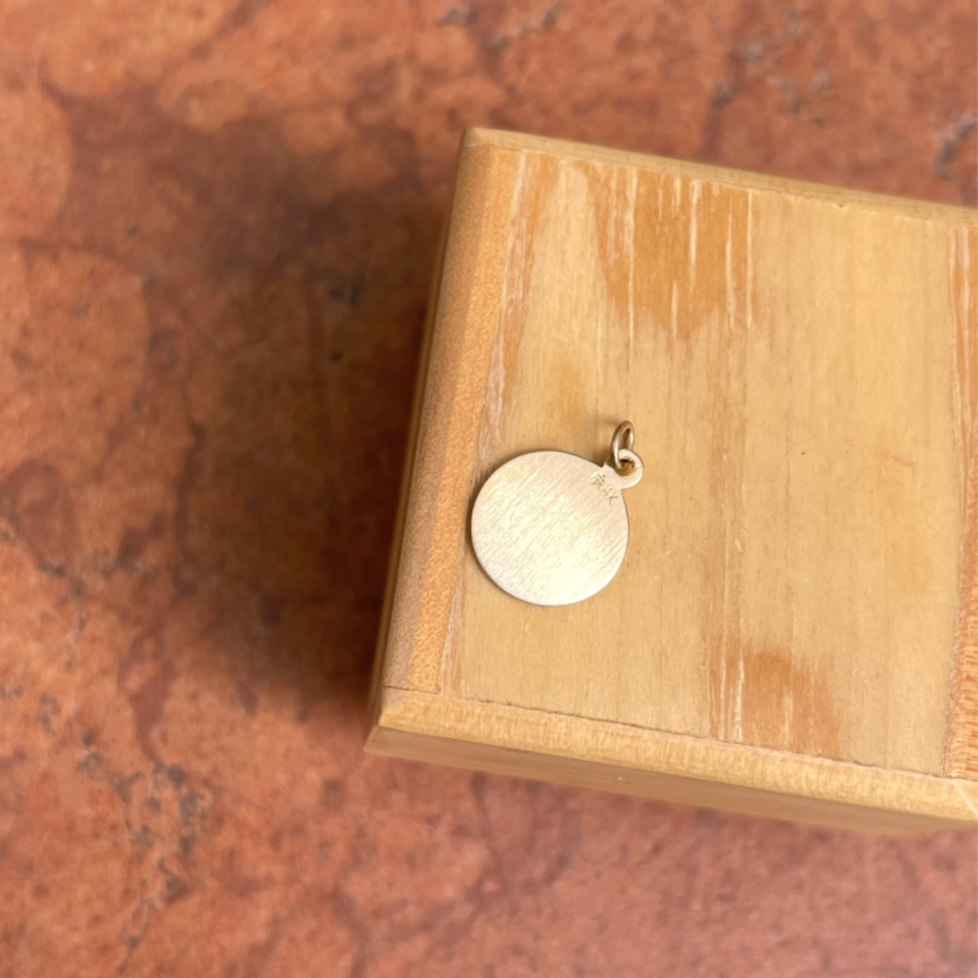 14KT Yellow Gold St Raphael Round Medal Pendant 12mm