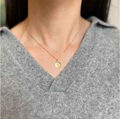14KT Yellow Gold St Raphael Round Medal Pendant 12mm
